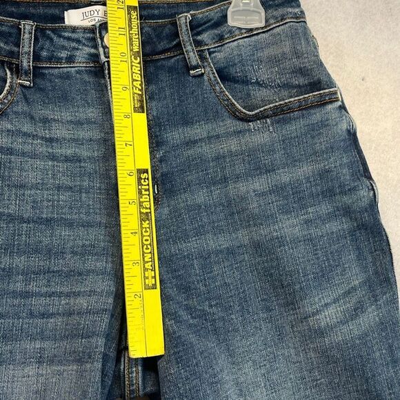 JUDY BLUE Jeans Size 11/30 Blue High Rise Wide Leg Crop Frayed Hem Stretch Denim - Picture 7 of 14